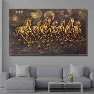 Seven Horse Fibre Wall Mural Size- 3ft x 5ft