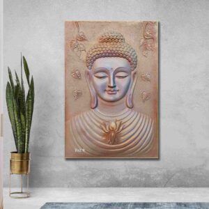 Budha 3ft x 2ft Fibre Wall Mural Size- 3ft x 2ft