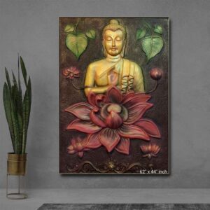 Budha Fibre Wall Mural Lotus design Size : 62" x 44" Inches