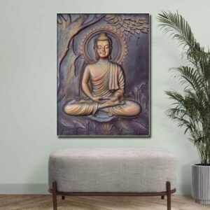 Budha Fibre Wall Mural - Size 4ft x 3ft Color - Brown | Bronze