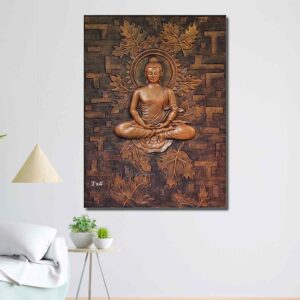 Budha Fibre Wall Mural Leaf design Size-4ft x 3ft