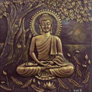 Budha Fibre Wall Mural Size - 6ft x 6ft Bronze Color