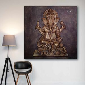 Ganesh Wall Mural - 3x2ft | 3x3ft Color-Bronze / White