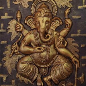 Ganesh Wall Mural Leaf design - Size 4ft x 3ft | 3ft x 2ft