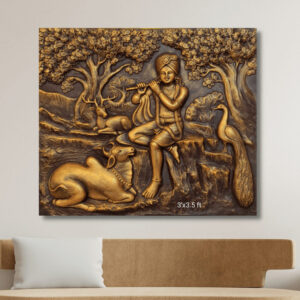 Radha Krishna Fibre Wall Mural SIze - 3ft x 3.5ft