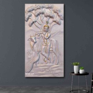 Radha Krishna with Flute Fibre Mural Size - 52" Inches x 28" Inches