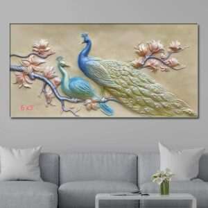 Peacock Fibre Wall Mural Multicolor Size - 3ft x 6ft