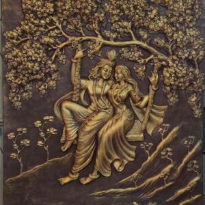 Radha Krishna Swing Fibre Wall Mural Size-5ft x 4ft