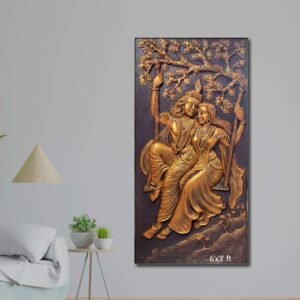 Radha Krishna Fibre Wall Mural Size - 6ft x 3ft