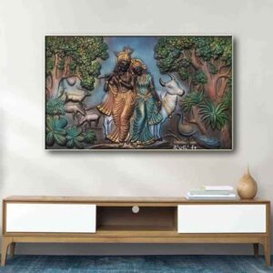 Radha Krishna Fibre Wall Mural Size - 3ft x 5ft Different Colors