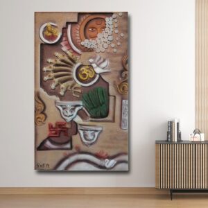 Sun God - Om - Swatick - 7 Horse Mural Size 5ft x 3ft